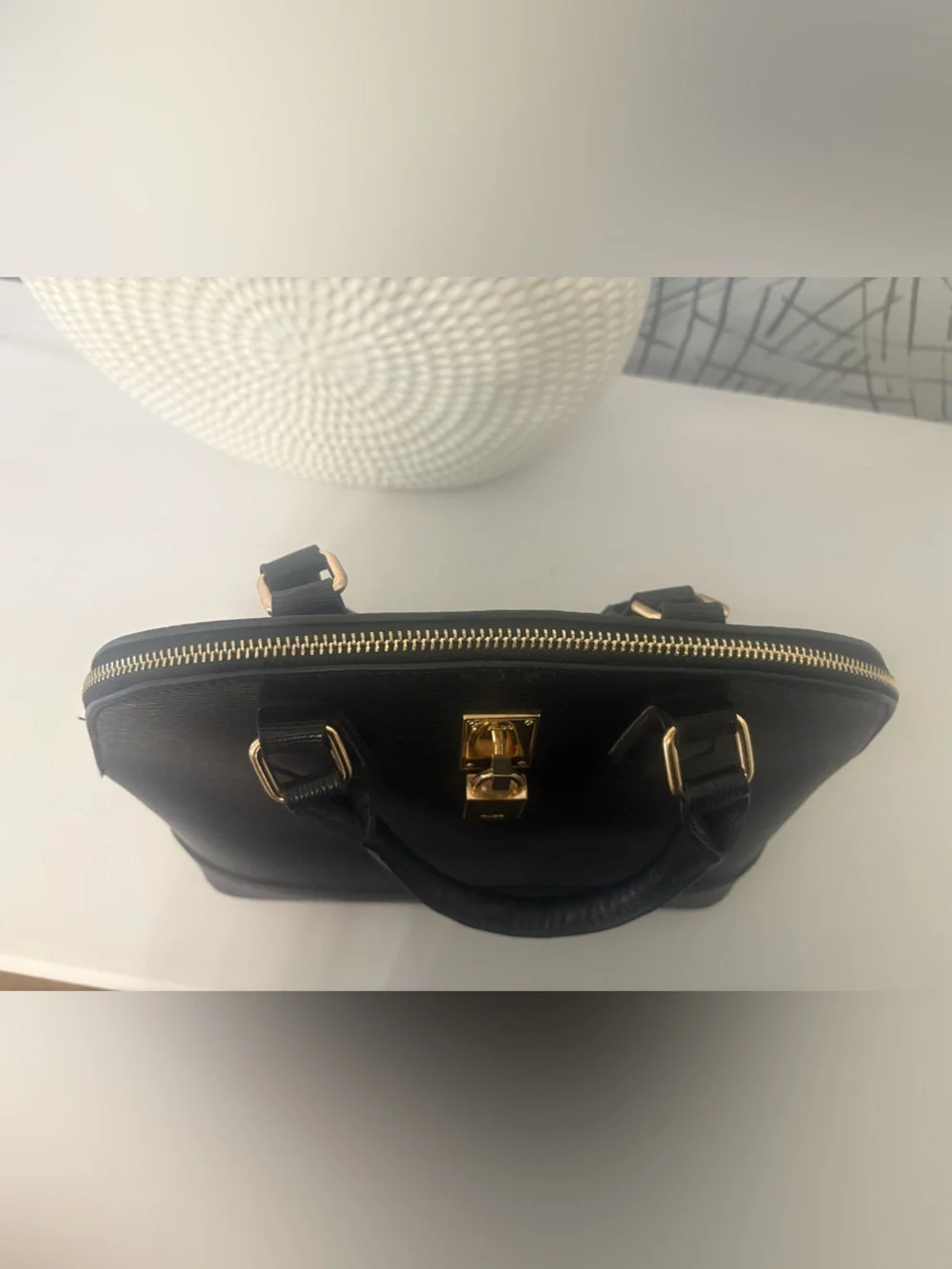 Aldo Black Satchel with Gold Lock Hardware